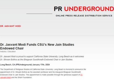 Dr. Jasvant Modi Funds CSU’s New Jain Studies Endowed Chair